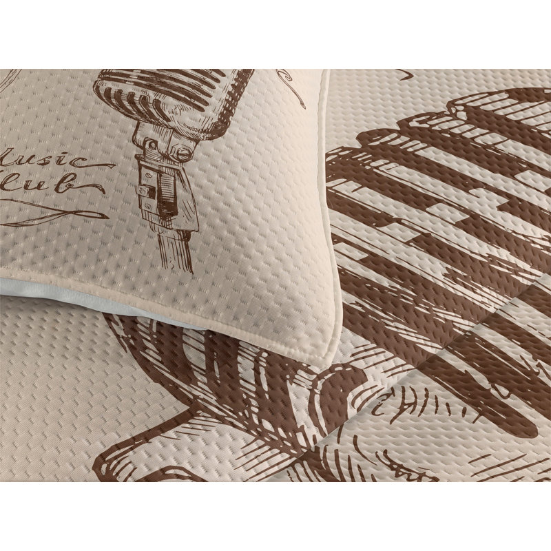 Music Traditional Coverlet, King Bedspread + 2 Shams