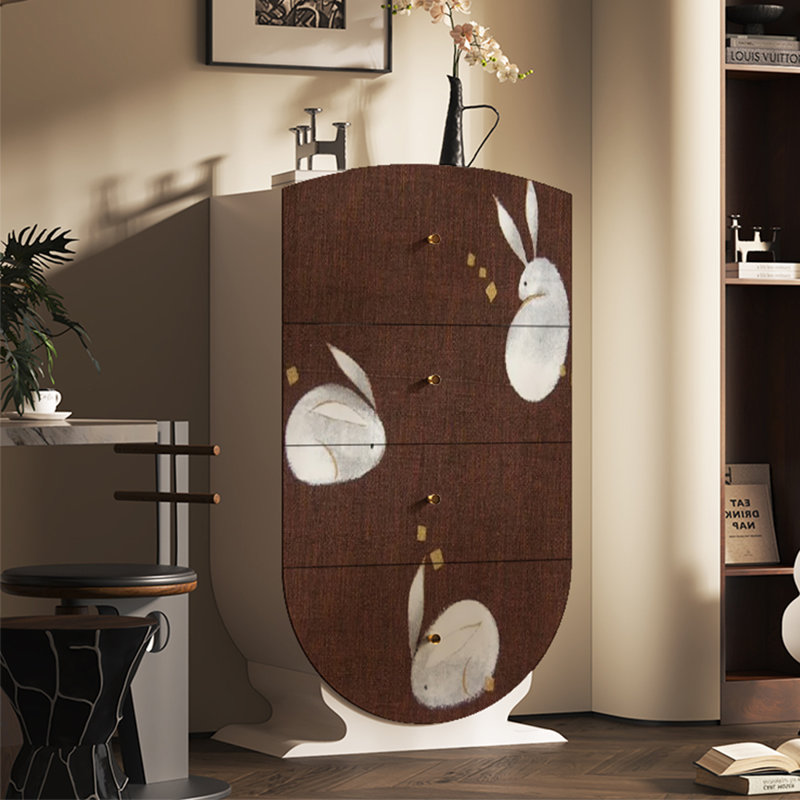 Modern eco-friendly four-drawer accent chest.