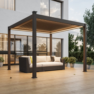 Metal Louvered Pergola with Solar Lights