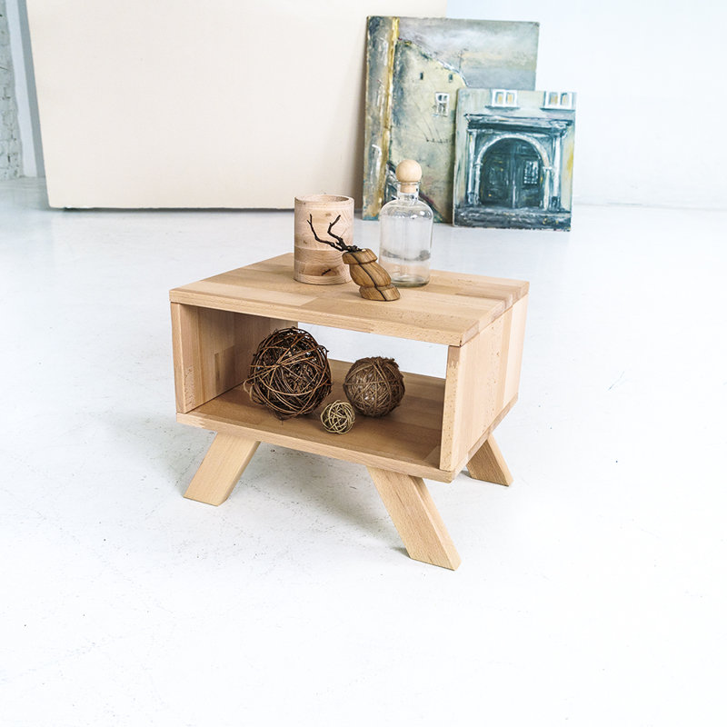 Caed 45 cm W Solid Wood Bedside Table, Natural