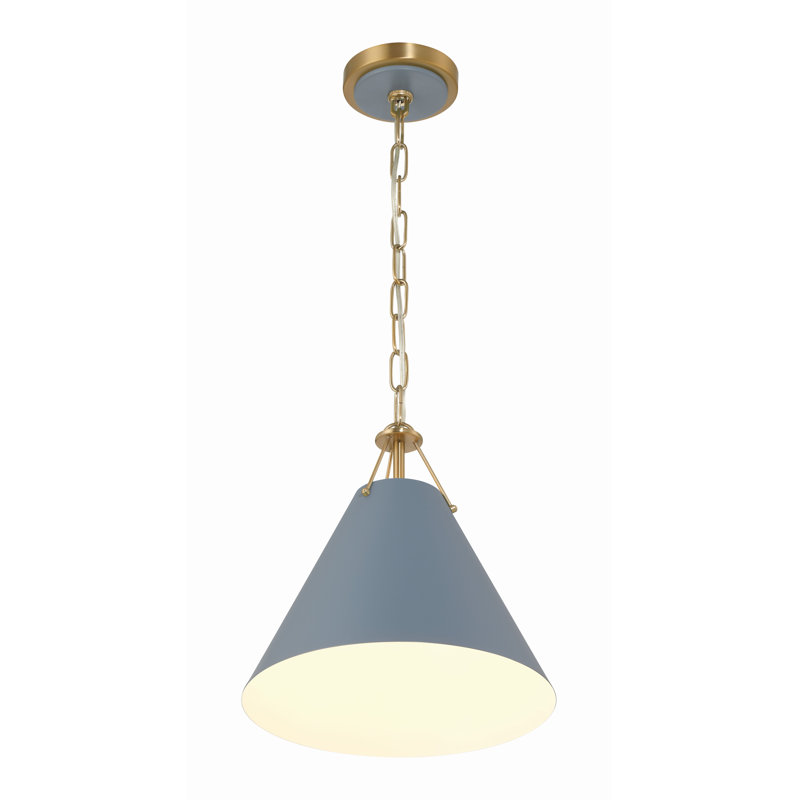 Luminaire suspendu conique à 1 lumière Kinston, Gold, Blue