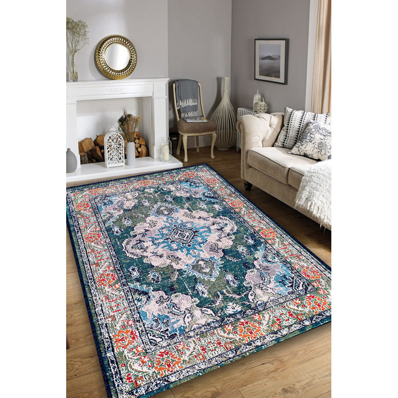 Tapis antidérapant de qualité supérieure, 4,9 x 7,9 pieds, 100% polyester, hauteur de poils de 0,4 po | Antibactérien, lavable à la machine, facile d'entretien | Parfait pour le salon, la chambre à coucher et le bureau, conception douce et durable