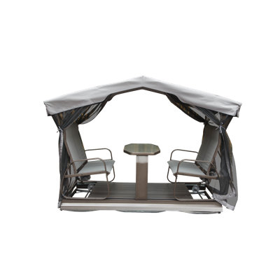 4-Seat Outdoor Glider Benches With Canopy, Retro Metal Glider Chair With Aluminum Frame, Patio Swing Chair For Outside,Garden,Lawn