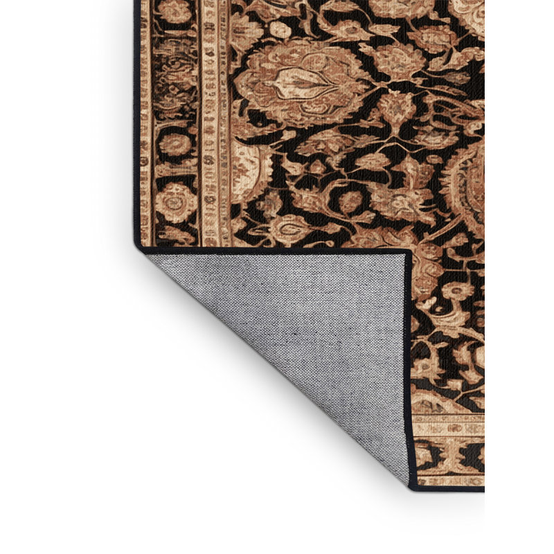 Tapis brun lavable à la machine, Rond 5 pi