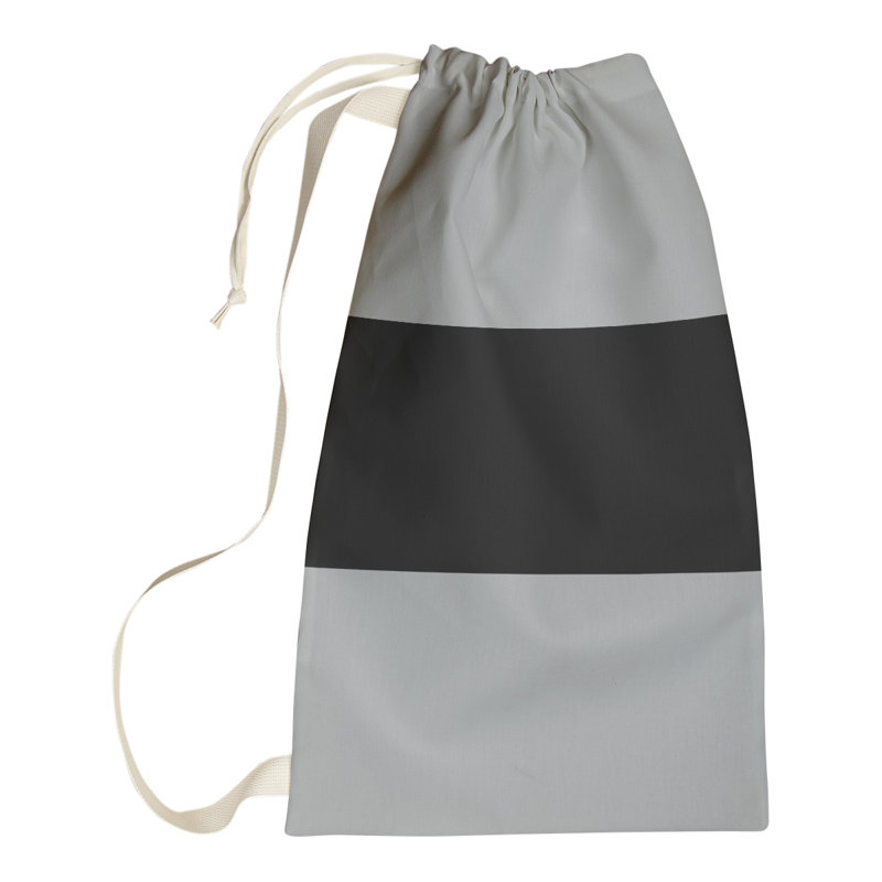 Fabric Laundry Bag with Handles, 36" H x 28" W x 1.5" D, Silver/Black/Silver