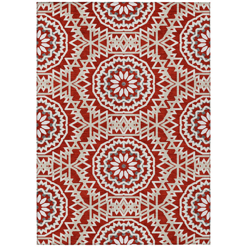 Tapis intérieur / extérieur en polyester tissé à la machine Kawon, Rectangle 8' x 10'