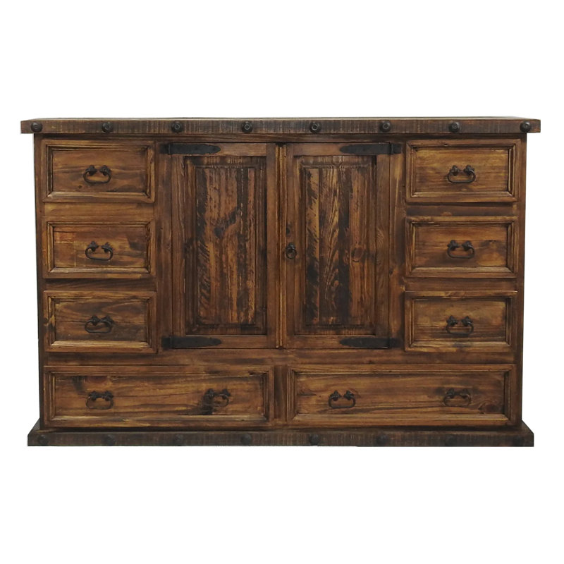 Commode combinée 8 tiroirs en bois massif l 67,5 po