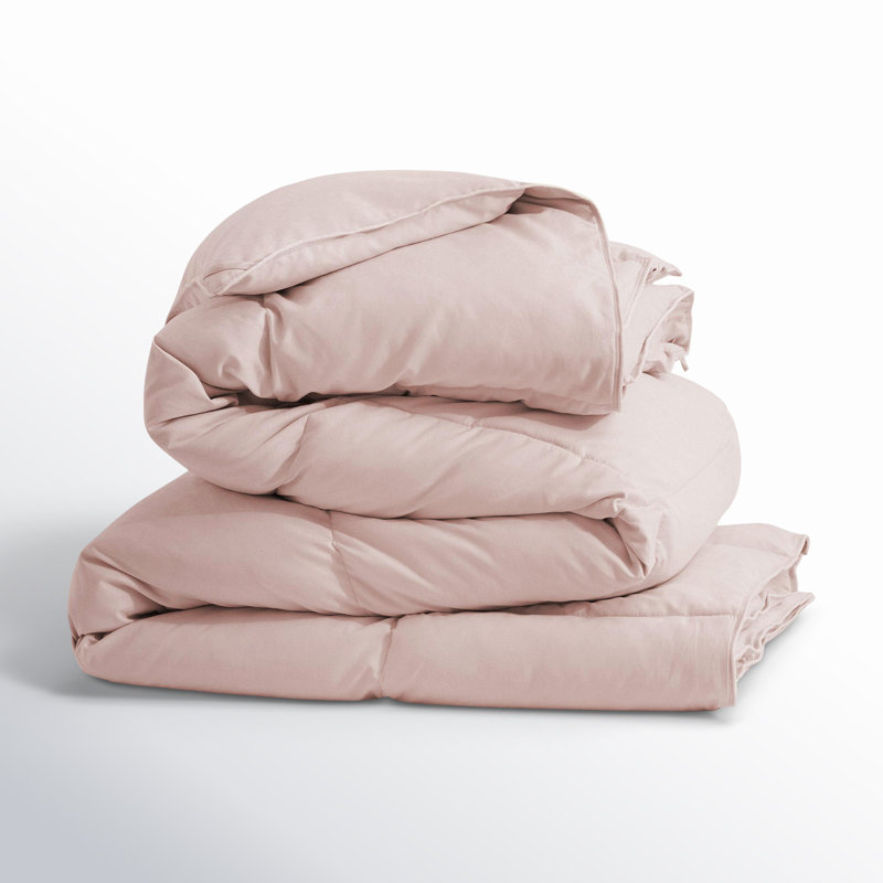 All Season Down Feather Fiber Comforter Duvet Insert with 8 Corner Tabs, Twin, Pink