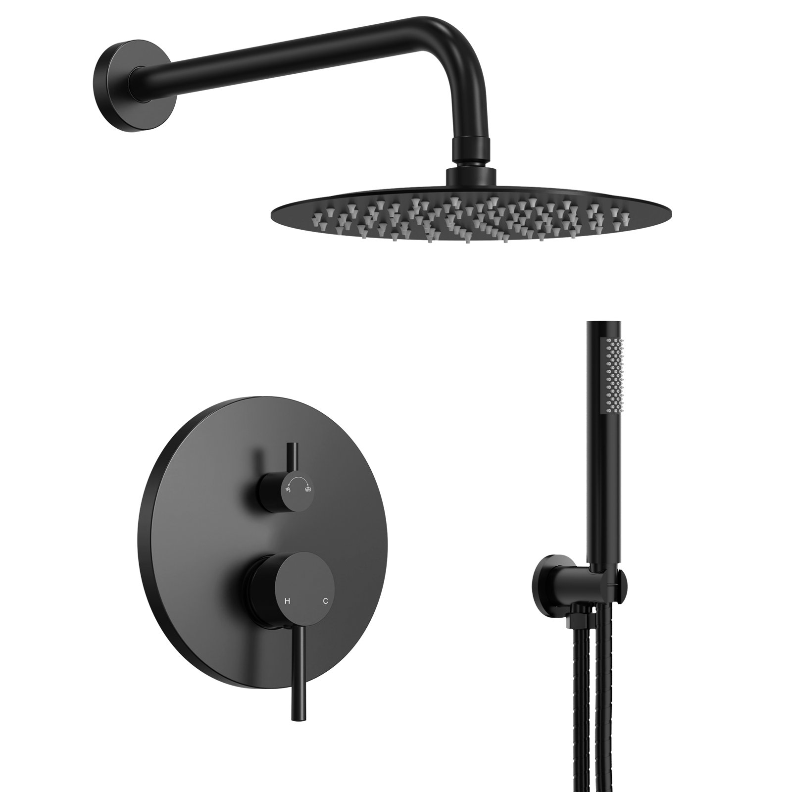 RainfallCascade 10" Shower System, Matte Black, 2.0