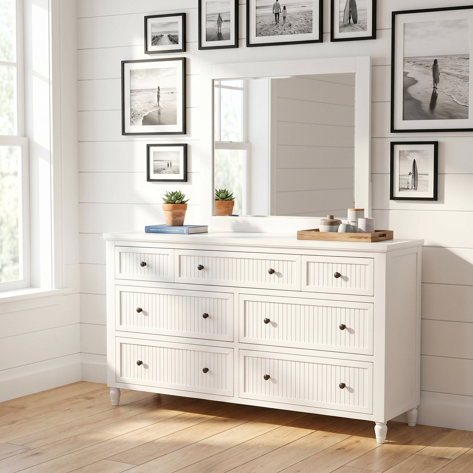Pearce 67" Acacia Double Dresser Set, White