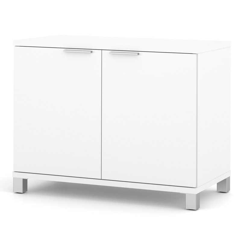 Armoire de rangement basse de 36 po de largeur à 2 portes DeSandre, Blanc