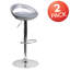 Contemporary Plastic Adjustable Height Barstool with Rounded Cutout Back and Chrome Base-969223432
