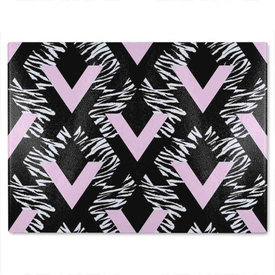 Geometric Animal Print Glass Chopping Board