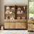 Aadam 2 PCS Modern 72" Tall Bookcases With Metal Base And Adjustable Shelves, Library Book Shelf With Storage Cabinet And Open Book Shelfs, Wood Bookshelves-1034886228-1014579173