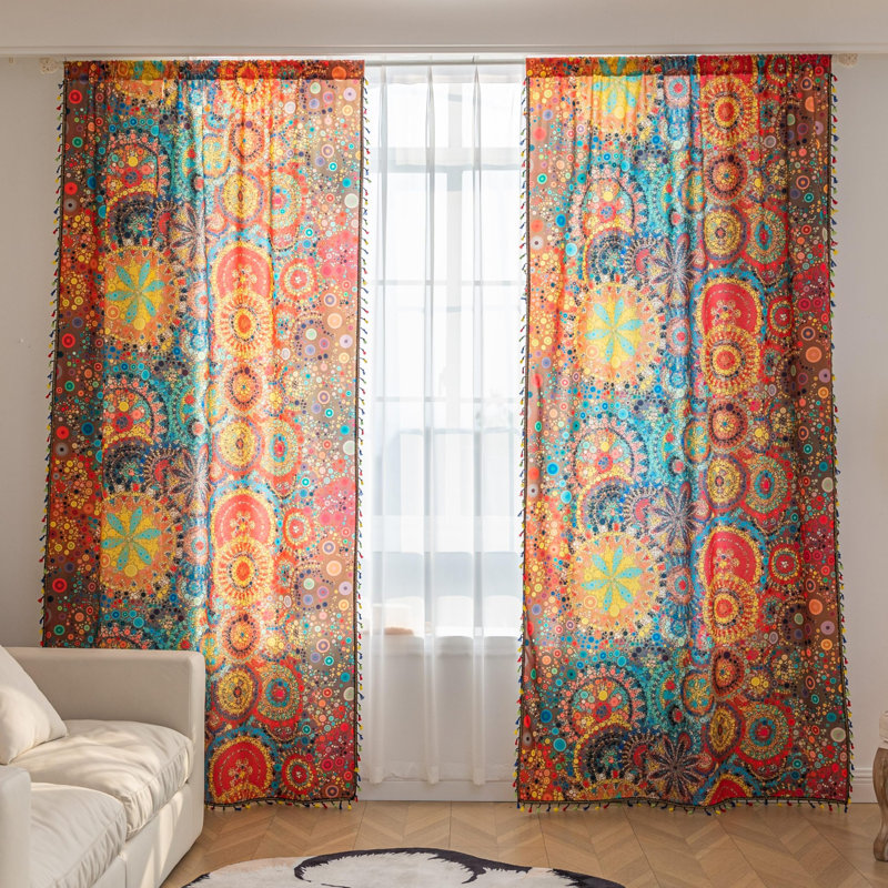 Rideaux Boho rideaux semi-occultants avec passe-tringle 84 po