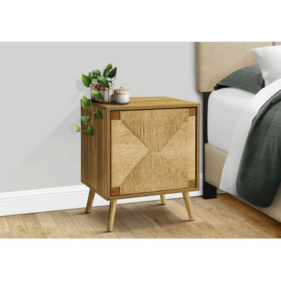 Table d'appoint, bout, rangement, petit, côté, salon, lampe, stratifié noyer clair, ruppie maritime, moderne