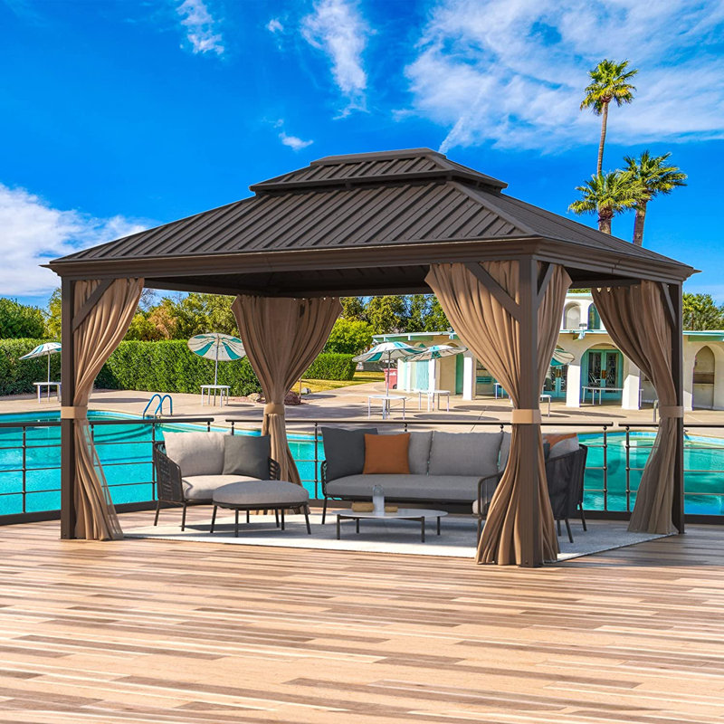 EROMMY Metal Patio Gazebo, PRO Premium Gazebo, 12 Ft. W x 14 Ft. D