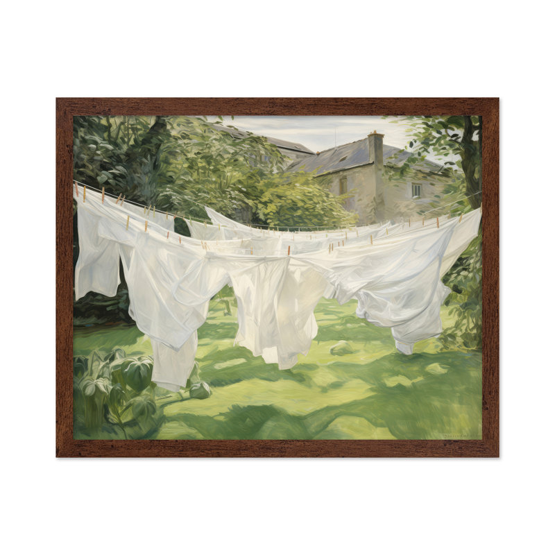 Blanchisserie sur la ligne n ° 1, 11"H x 14"W, Poster, Brown Framed