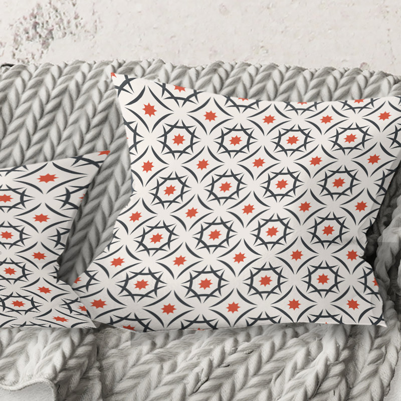 Coussin décoratif abstrait rétro V - Mid-Century, 16 po x 1 po