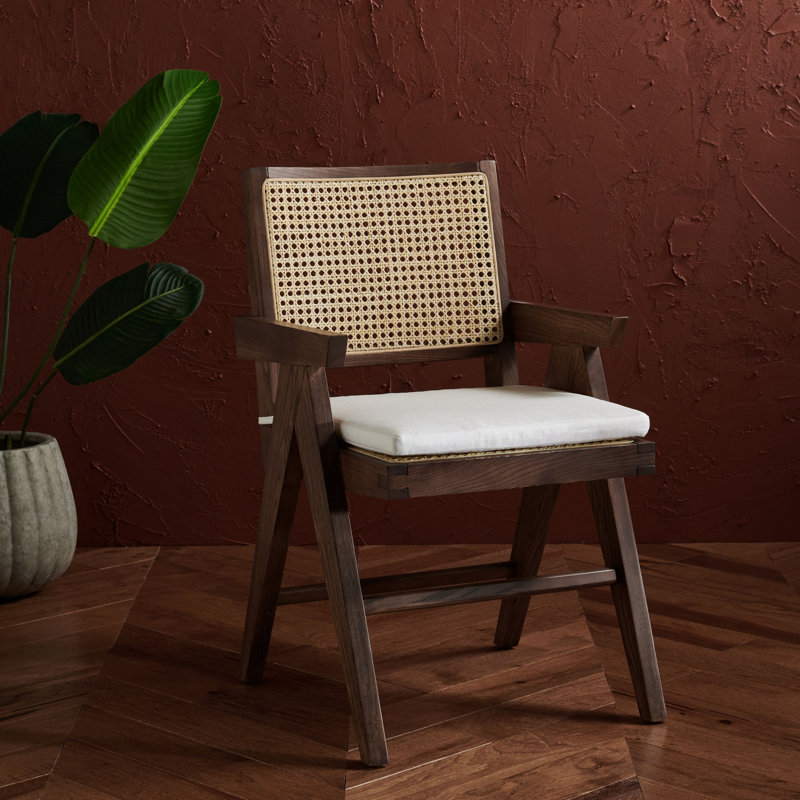 Josephina 17.7'' H Leather Upholstered Ash Armchair, Walnut
