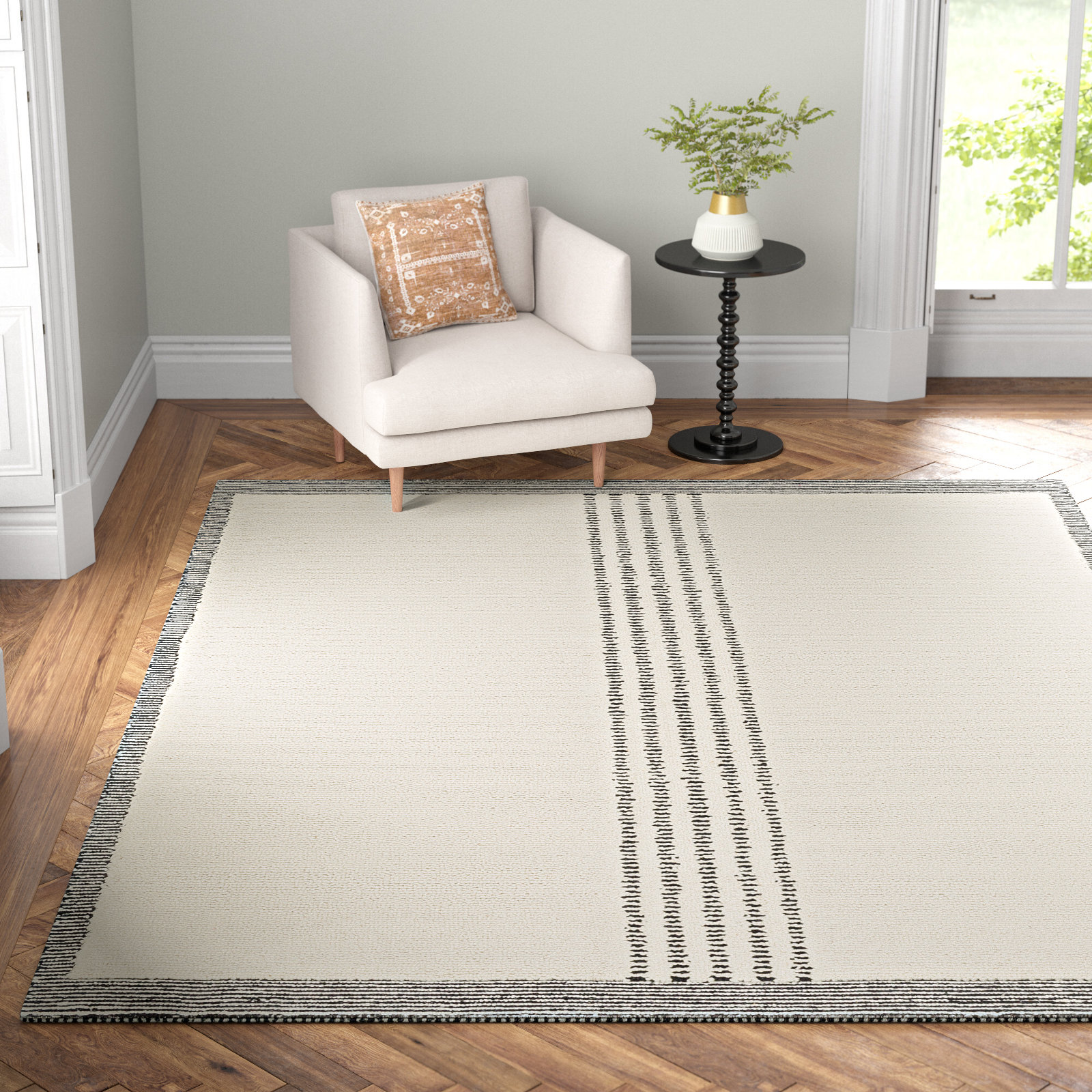 Kela Hand-Woven Striped Rug, Rectangle 8' x 10'