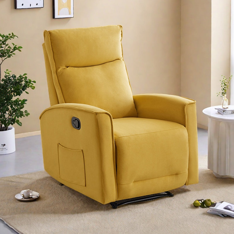 Fauteuil inclinable ergonomique avec pochette de rangement, Mélange de polyester jaune