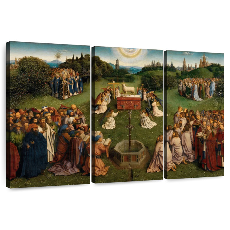 Adella Adoration d'agneau - retable de Gand, H 20 po x l 33 po
