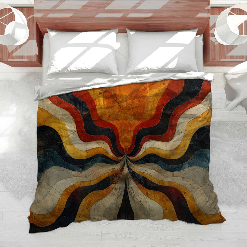Waves Abstract Cotton Blend Comforter, Queen Comforter