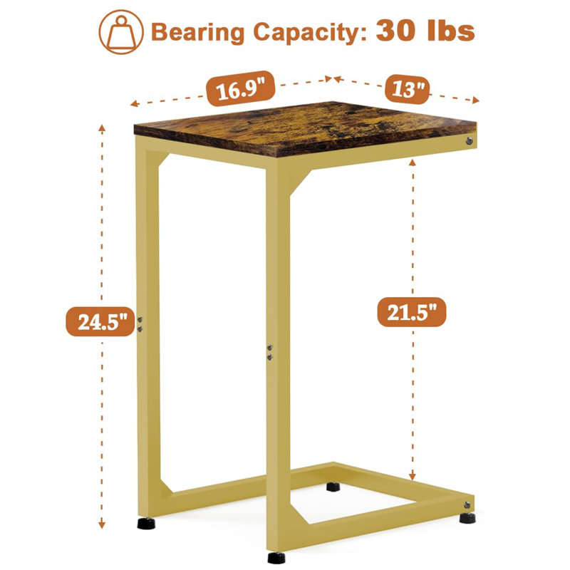 Cementon Tray Top End Table, Gold