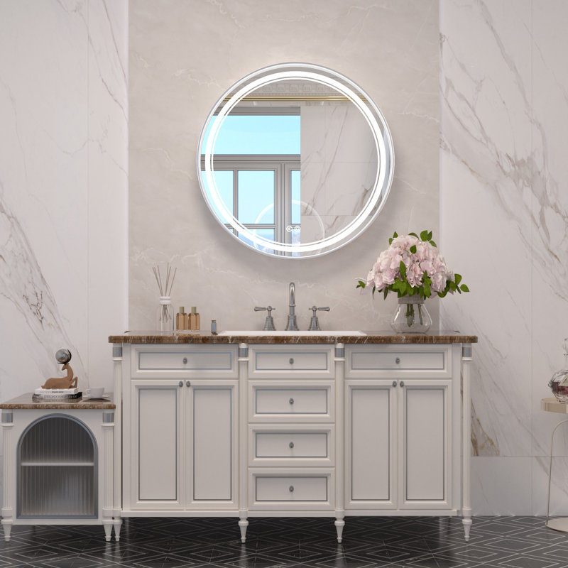 Miroir mural rond Lawnmount , 24 po x 24 po, Silver