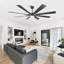 Ventilateur de plafond 72 "à DEL 72" avec moulin à vent 3 "moderne et intelligent avec application et télécommande, pales à double face, à intensité variable, moteur 6 vitesses réversible, tiges verticales 5" / 10 "/ 24"-22216109