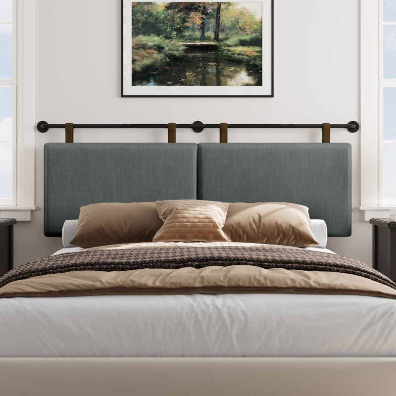Upholstered King 100% Linen Panel Headboard, Full/Queen, Grey