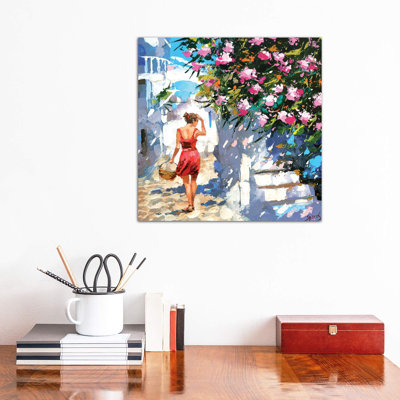 Greek Lane by Dmitry Spiros - Wrapped Canvas Painting