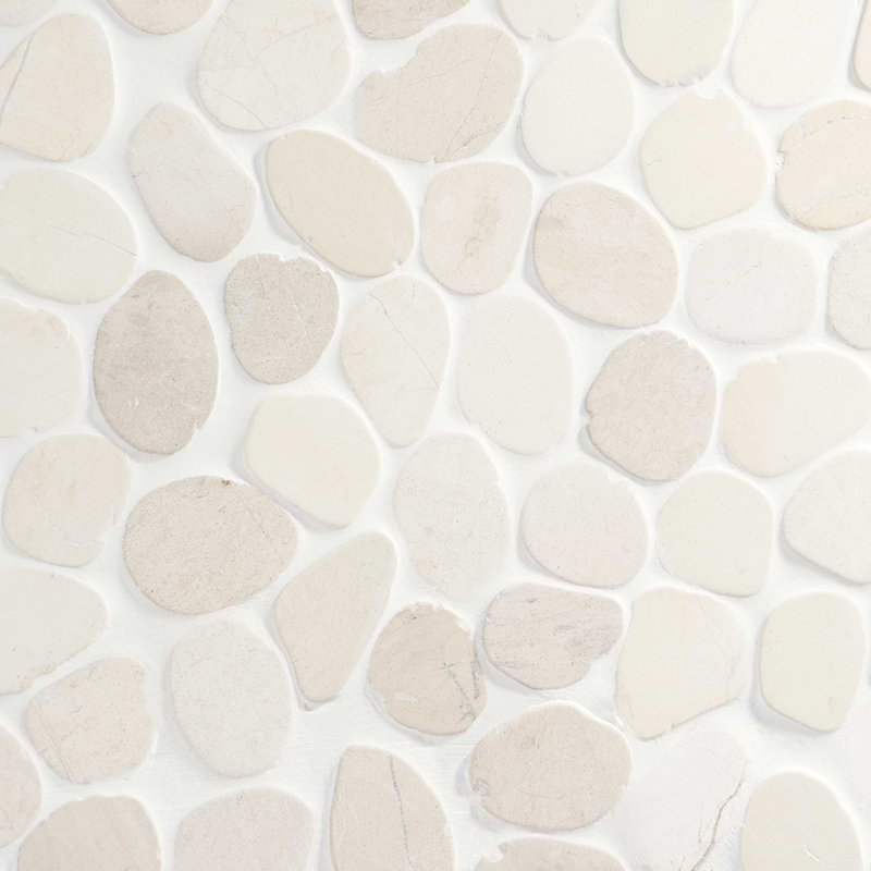 Nature Round Lovina Pebble Mosaic Tile, Lovina White
