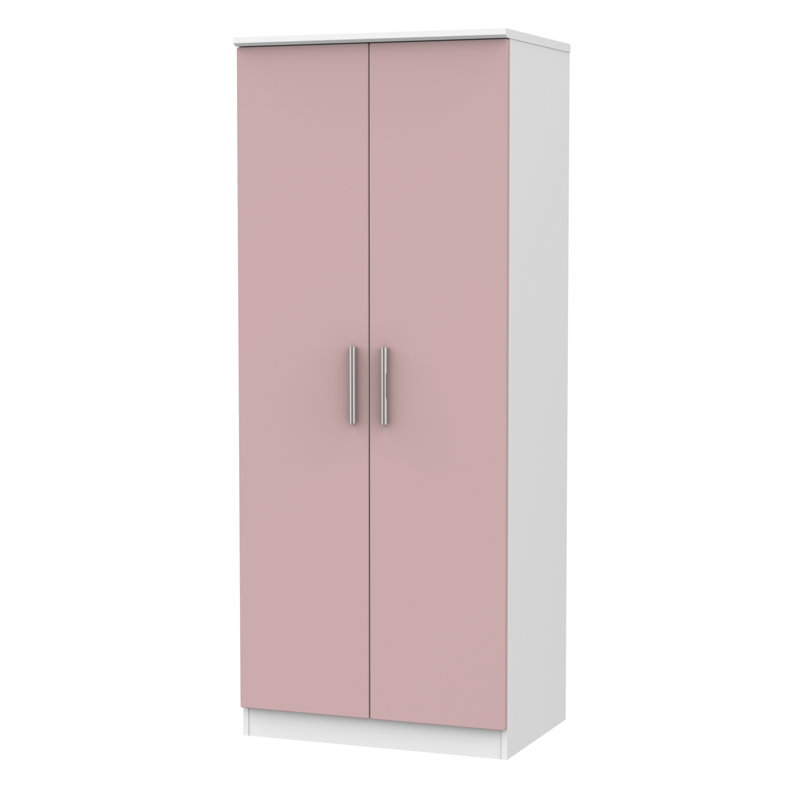 Fully Assembled Knightsbridge 2 Door Wardrobe, Pink/White