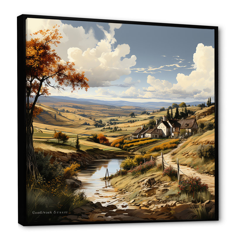 Vineyard Charm Landscape III, Cadre flottant noir, H 36 po x l 36 po x P 1,5 po