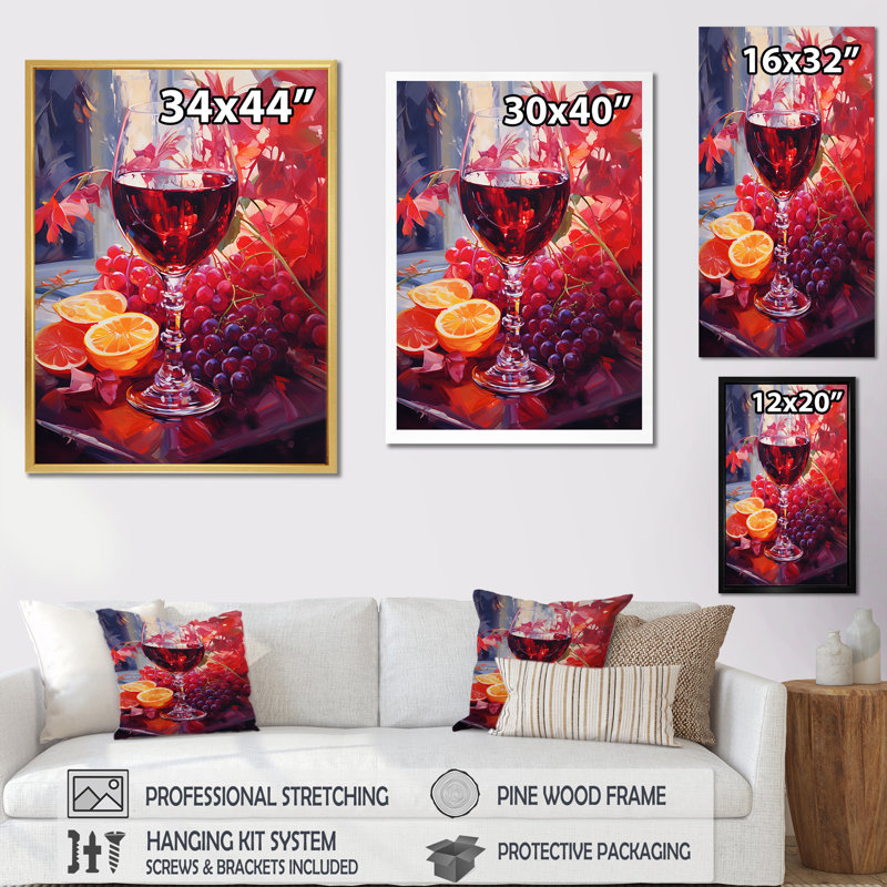 Sangrias Spirit - Art sur toile, vin, Toile tendue, H 20 po x l 12 po x P 1 po