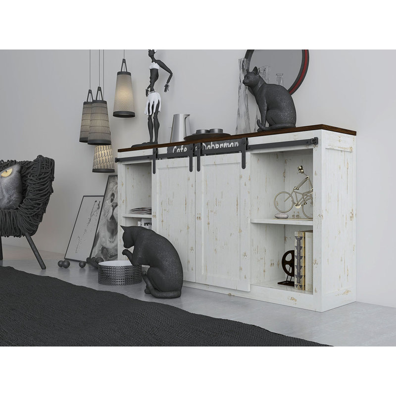 Black Matte Double Track Barn Door Hardware Kit, 72-inch