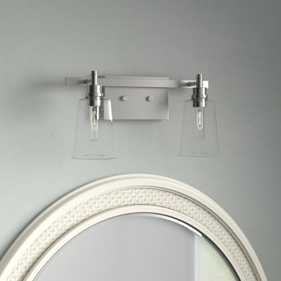 Masham 2-Light Dimmable Metal and Seeded Glass Hardwired Vanity Light