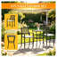 3-Piece Outdoor Wicker Bar Set with High Table and Stools, Black and Cream White