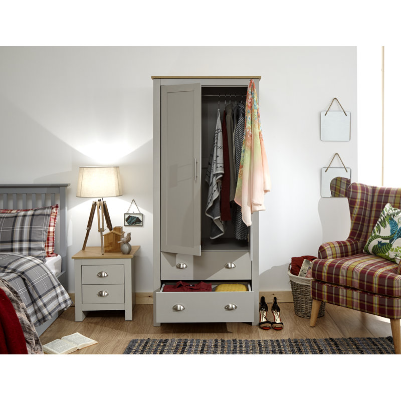 Loretta 2 Door Manufactured Wood Wardrobe, Soft Grey