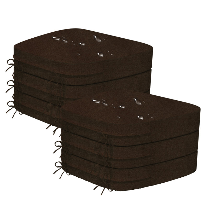 Coussins de chaise d'intérieur de 2,5 po d'épaisseur imperméables pour les chaises de salle à manger, 6, Brun