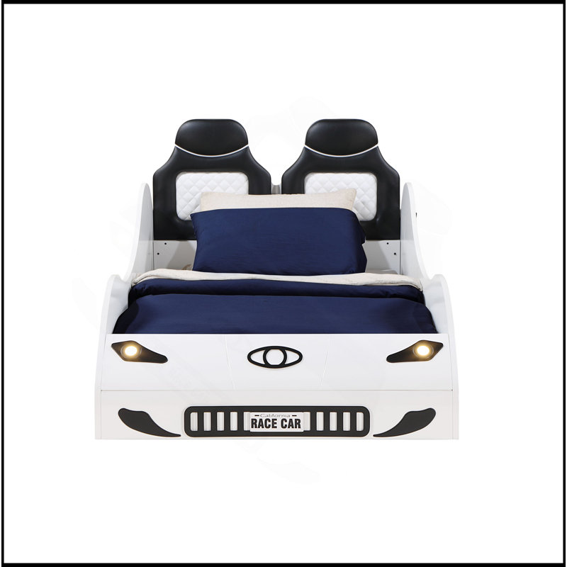 Lit voiture simple avec DEL Colen, Blanc
