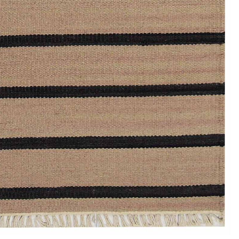 Ahmednur Hand Woven Flat Weave Kilim Wool Eco-Friendly Area Rugs - Rectangle, Cream Charcoal Color, Contemporary Modern Design, Low Pile Handmade Area Rugs for Living Room, Bed Room