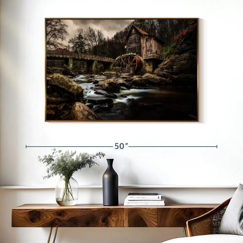 Moulin à charbon au parc Babcock, Cadre flottant doré, 40 po x 27 po