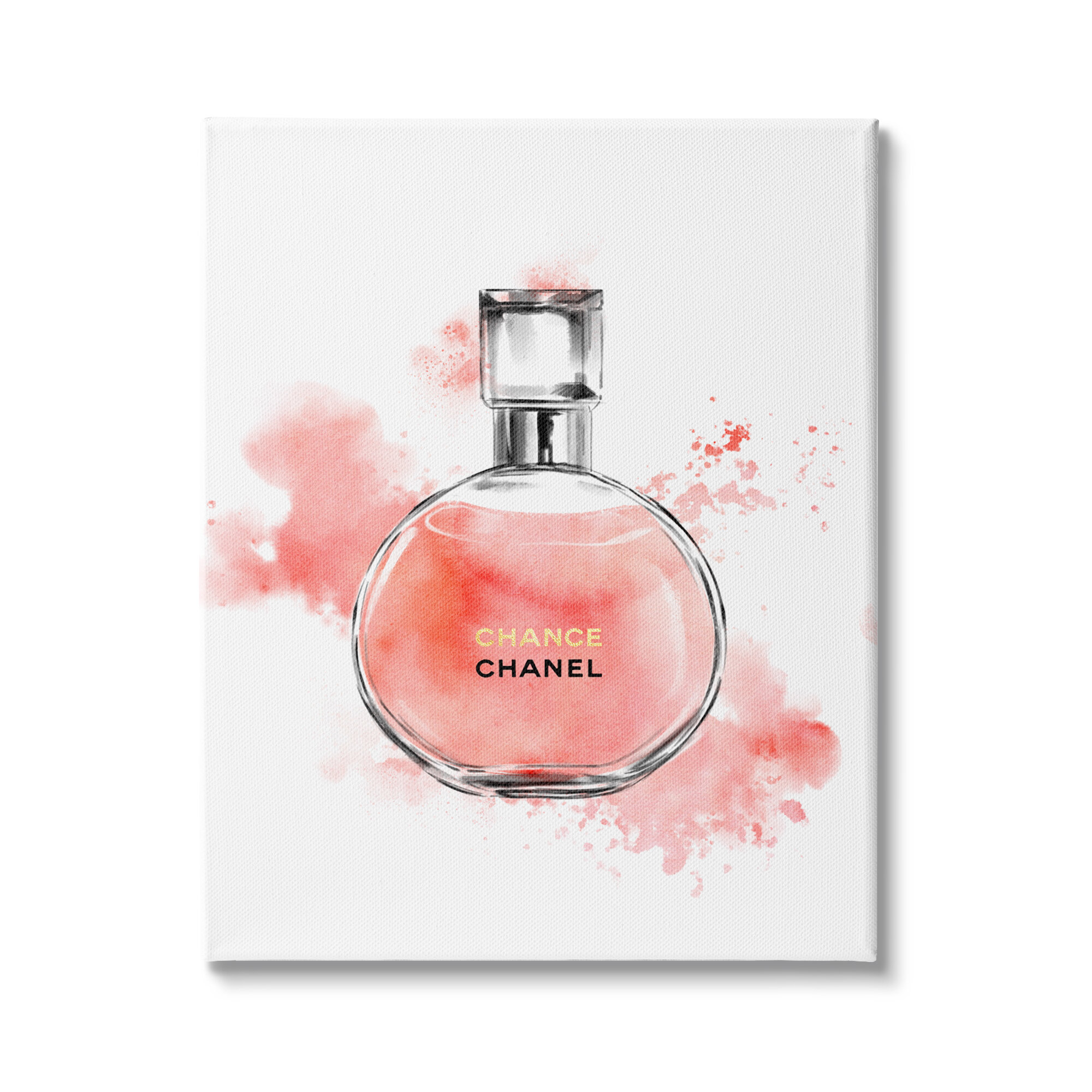 Stupell Industries Pink Fashion Watercolor Cosmetic Perfume Bottle Designer  Glam On Canvas by Ziwei Li Print
