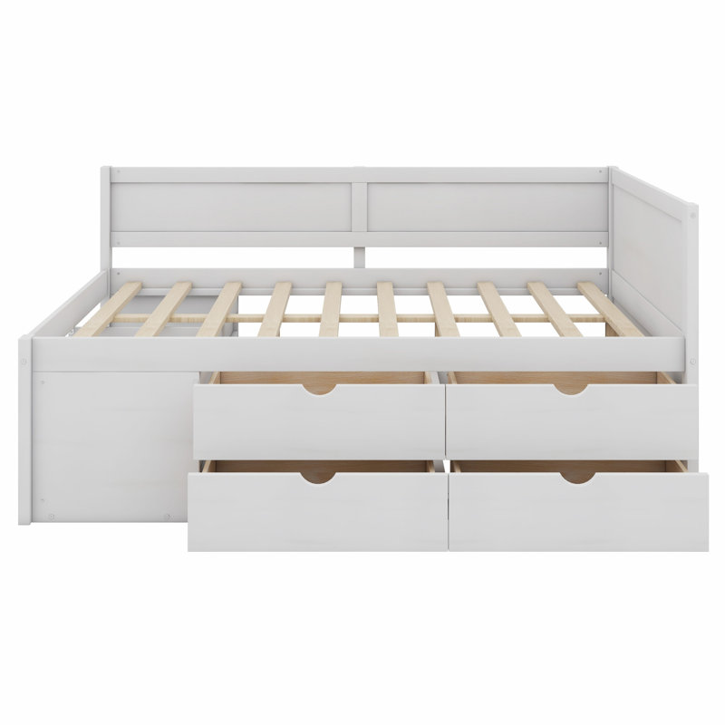 Lit de jour avec tiroirs et tablettes, Blanc