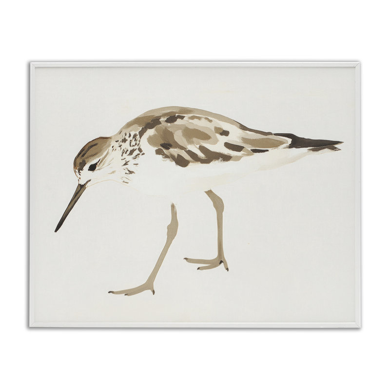 Giclée sur toile Sandpiper Shore, H 16 po x l 20 po, Estampe numérique encadrée blanc bord de mer