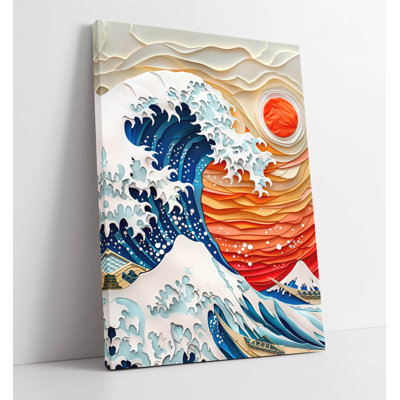 The great wave of kanagawa as paper art Canvas Wall Art Print Picture
