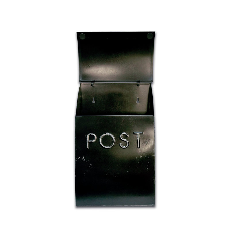 Rustic Black Steel Wall Mounted Mailbox with Newspaper Holder
